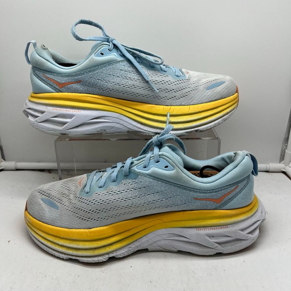 Hoka One One Bondi 8 Shoes Womens 10.5 B Blue Running Sneakers *flaw - Picture 2 of 10